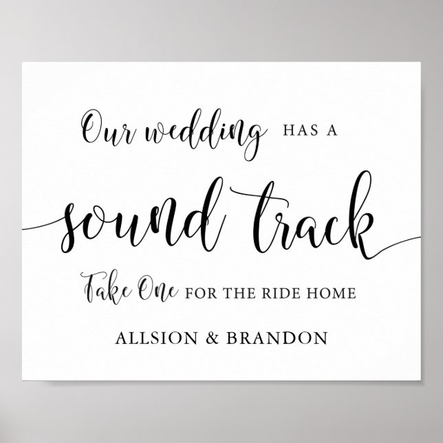 Wedding Soundtrack Music CD Wedding Favour Sign (Front)
