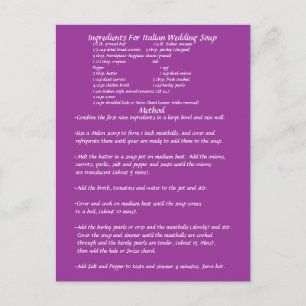 Wedding Soup Gift RECIPE CARD