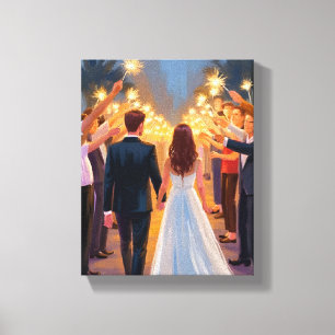 Wedding Sparklers   Marriage Celebration Painted Canvas Print