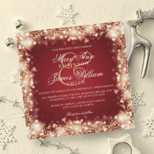 Wedding Sparkling Lights Gold Invitation