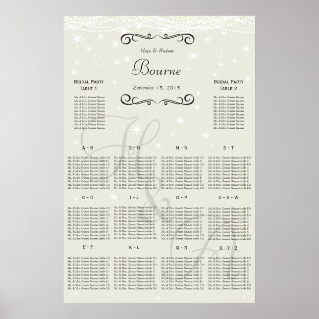 Wedding Special Event Guest Seating Chart (Front)