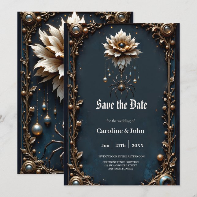 Wedding Spider – Guardian of the Moon Bloom. Save The Date (Front/Back)