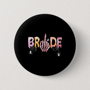 Wedding Spooky Halloween Skeleton Bride Just Marri 6 Cm Round Badge