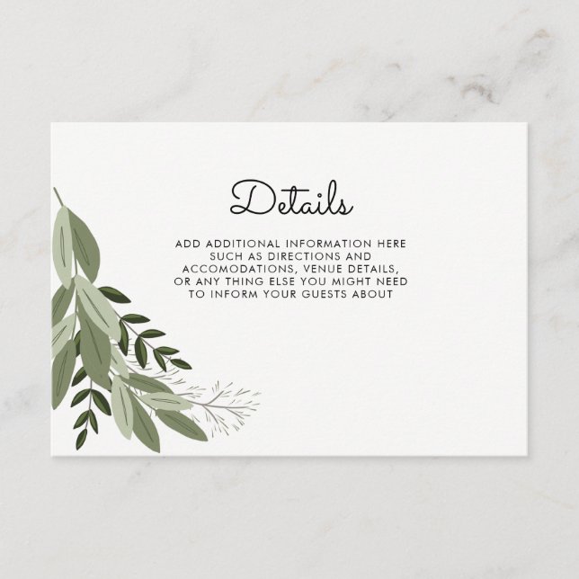 Wedding Sprigs details card (Front)