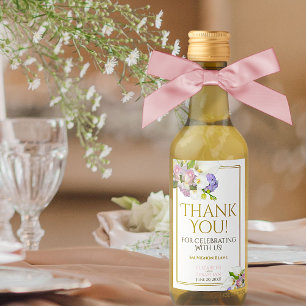 Wedding Spring Pastel Floral Thank You Mini Wine Label