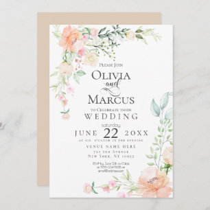 WEDDING   Spring Pastel Watercolor Flowers Invitation