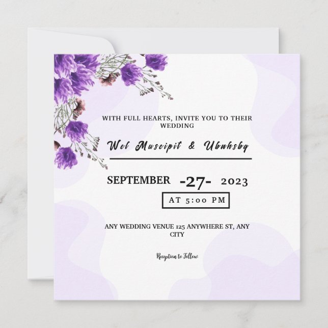 Wedding Square Flower Invitation Card Design (Front)