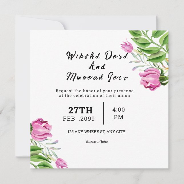 Wedding Square Gatefold Invitation Card Template (Front)