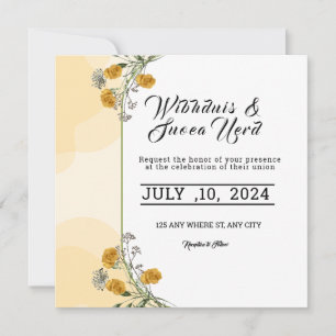 Wedding square invite save date card design floral