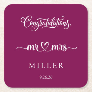 Wedding square paper coaster