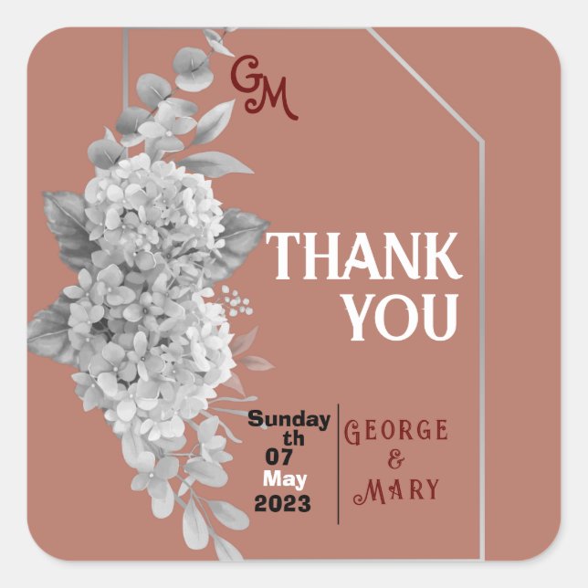 Wedding  square sticker (Front)