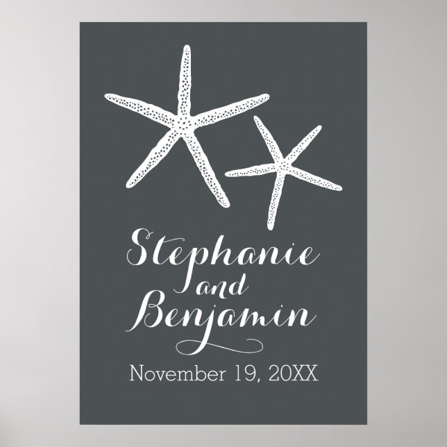 Wedding Starfish with Custom Bride Groom and Date Poster (Front)