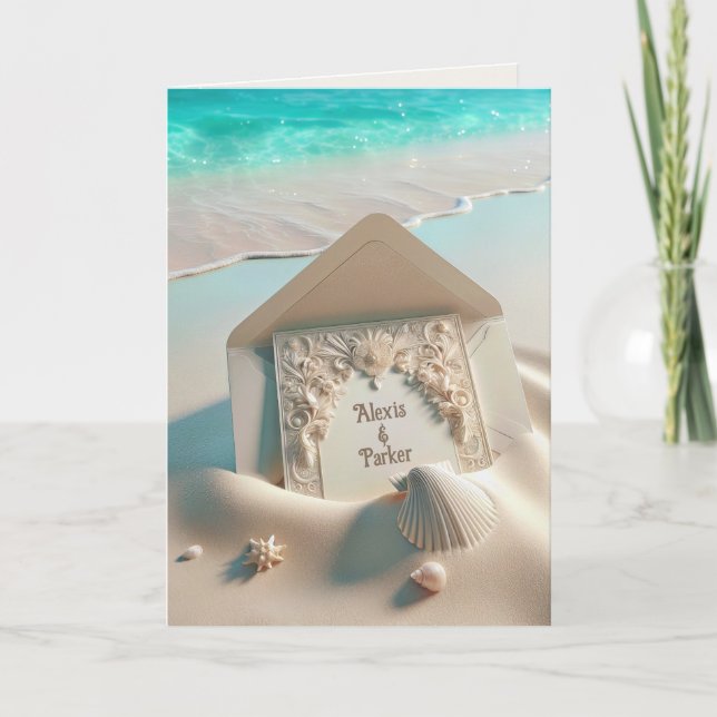 Wedding Stationery In Beach Sand Card (Front)