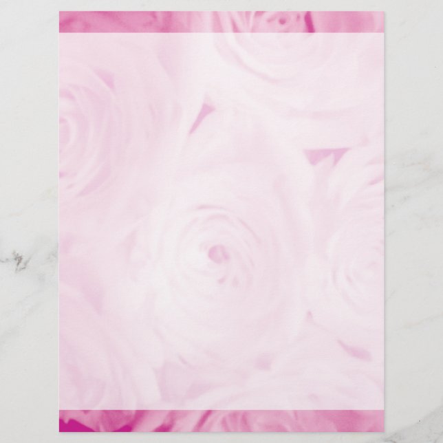 Wedding stationery | Pink rose flower letterhead (Front)