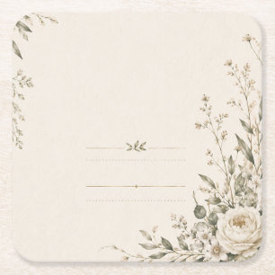 Wedding Stationery with Natural Botanical Charm Square Paper Coaster