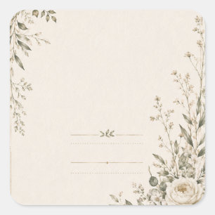 Wedding Stationery with Natural Botanical Charm Square Sticker