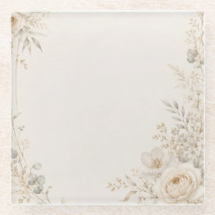 Wedding Stationery with Refined Neutral Details Glass Coaster