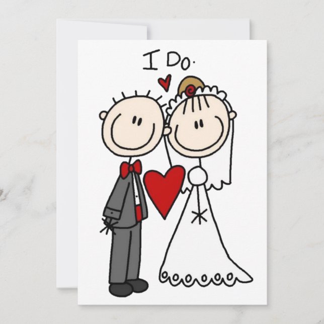 Wedding Stick Figures Add Your Greeting Invitation (Front)