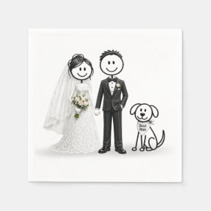 Wedding Stick Figures with Best Man Dog Napkin