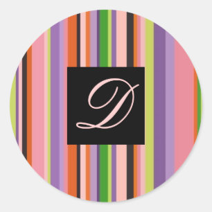 Wedding Sticker Bold Colourful Stripes Letter D