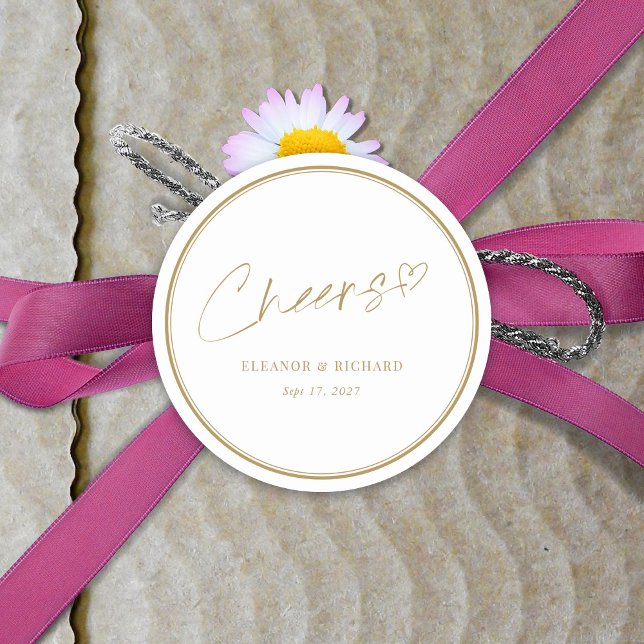  Wedding Sticker - Cheers! White & Gold Lettering (Wedding Sticker - Cheers! White & Gold Lettering Customize)