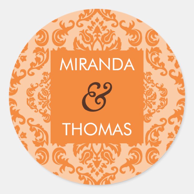 WEDDING STICKER / SEAL :: damask colours 8A (Front)