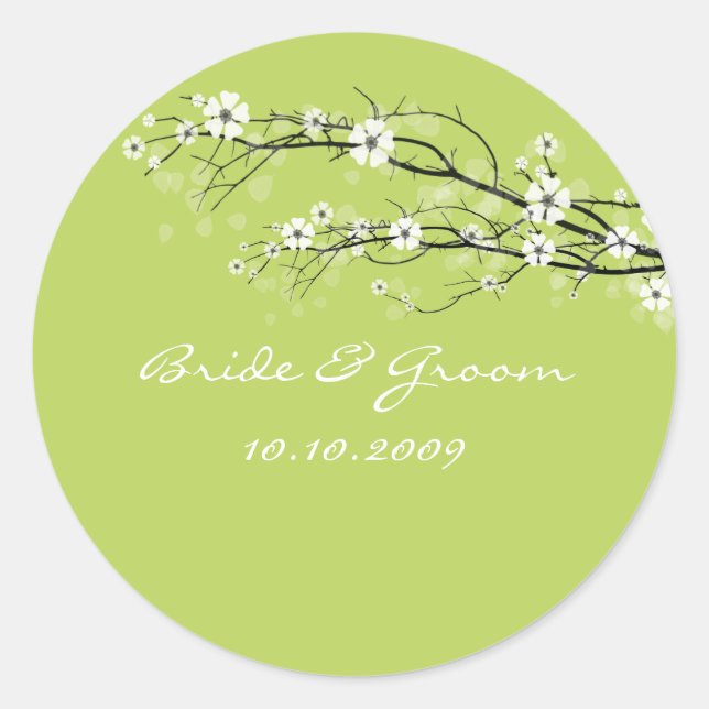 Wedding Stickers blossoms branches, custom colour! (Front)