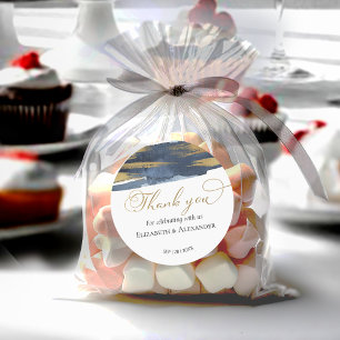 Wedding Stickers Blue Watercolor Abstract Gilded