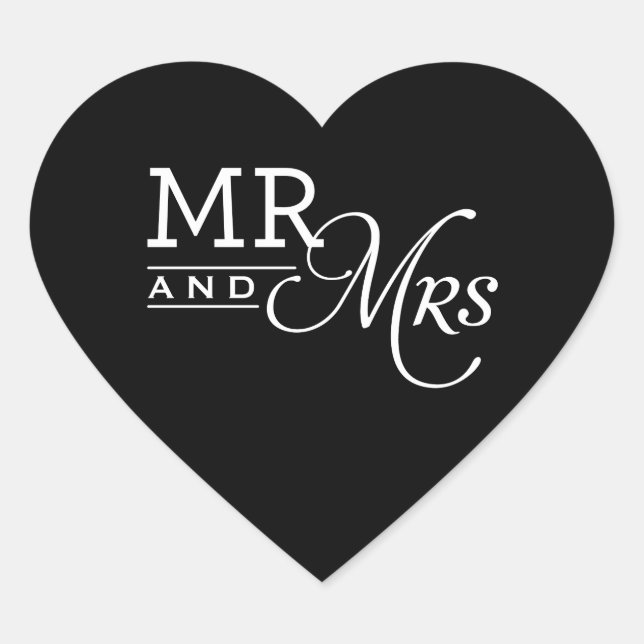WEDDING STICKERS mr & mrs modern typography black (Front)