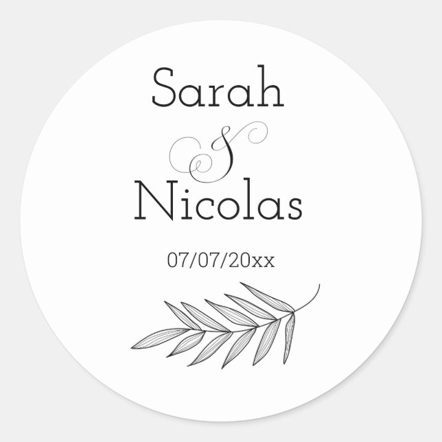 Wedding stickers personalized minimalist (Front)