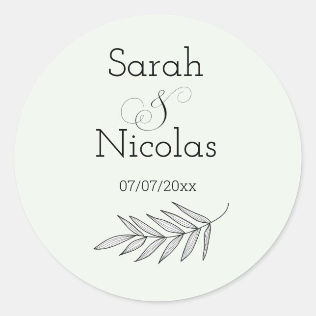 Wedding stickers personalized minimalist (Front)