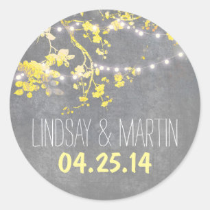 wedding stickers seal with string lights