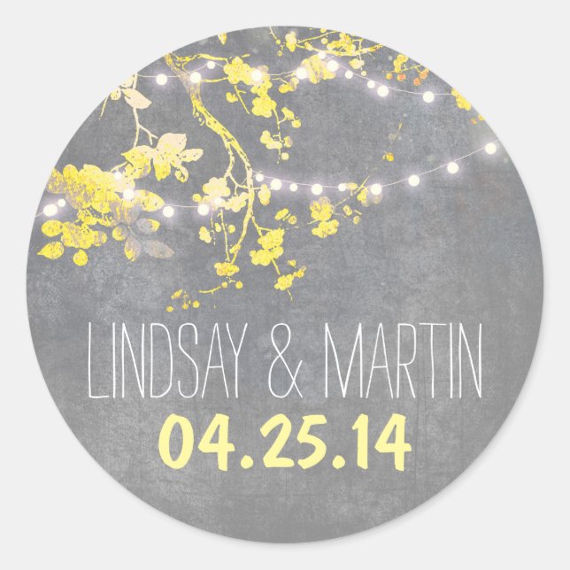 wedding stickers seal with string lights (Front)