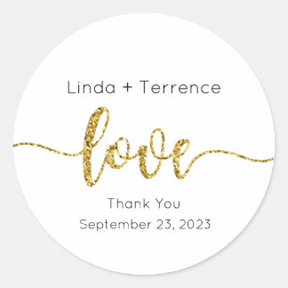Wedding Stickers, Wedding Labels, Script, Love  Classic Round Sticker