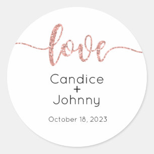 Wedding Stickers, Wedding Labels, Script, Love Classic Round Sticker
