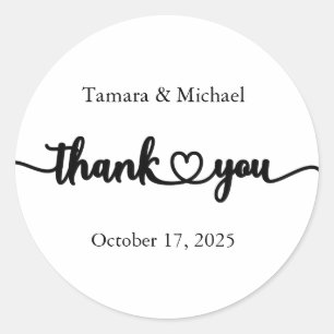 Wedding Stickers, Wedding Labels, Thank You Classic Round Sticker