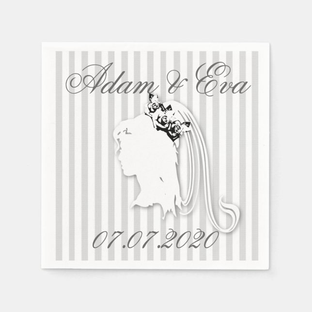 Wedding Strip Names Personalize Napkin (Front)