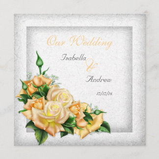 Wedding Stunning Yellow Rose Bouquet Invitation