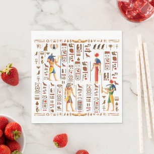 Wedding Style Gold Egyptian Hieroglyphs Deities Napkin