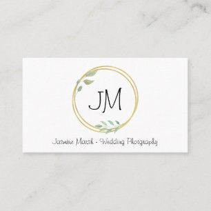 Wedding Style Monogram Gold Frame Photographer QR Business Card