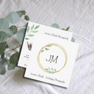 Wedding Style Monogram Gold Frame Photographer QR Square Business Card