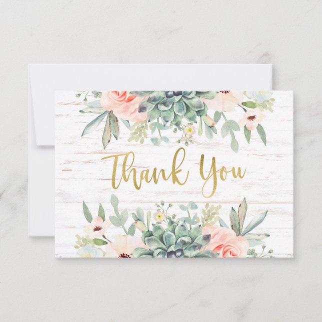 Wedding succulents thank you card (Front)
