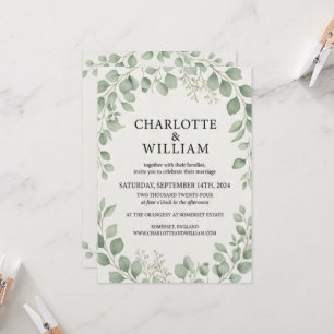 Wedding Suite, Sage Green Greenery Editable Invita Invitation