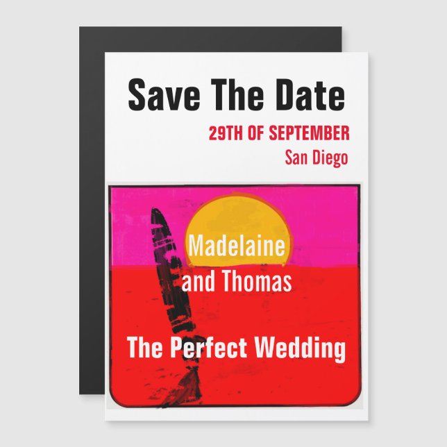 Wedding Summer Beach Retro Poster Save The Date  Magnetic Invitation (Front/Back)