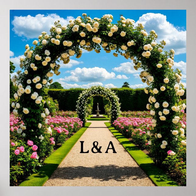 Wedding Summer Rose Archway Garden Scene  Poster (Front)