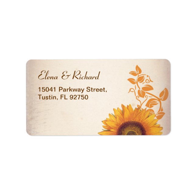 wedding sunflower address labels (Front)