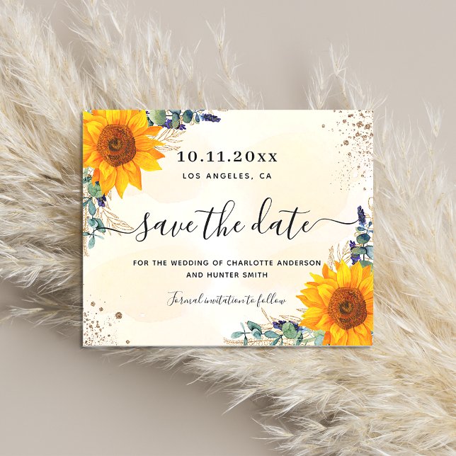 Wedding sunflower eucalyptus save the date magnet (Creator Uploaded)