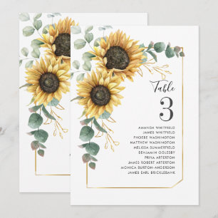 Wedding Sunflower Eucalyptus Table Number Seating