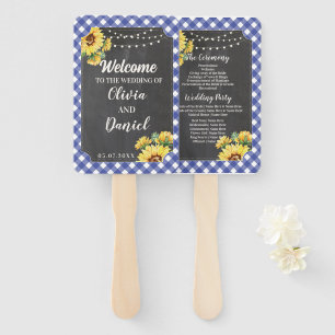 Wedding Sunflower Flower Navy Florals Hand Fan