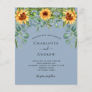Wedding sunflowers eucalyptus dusty blue budget flyer